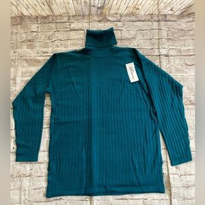 NWT perfume brand Teal Turtleneck Sweater size L/XL